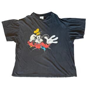 Vintage 90s Mickey & Co Rare Single Stitched Double Sided Goofy Black One Size